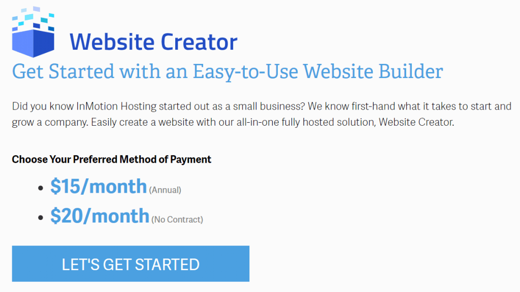 InMotion Hosting Website Creator