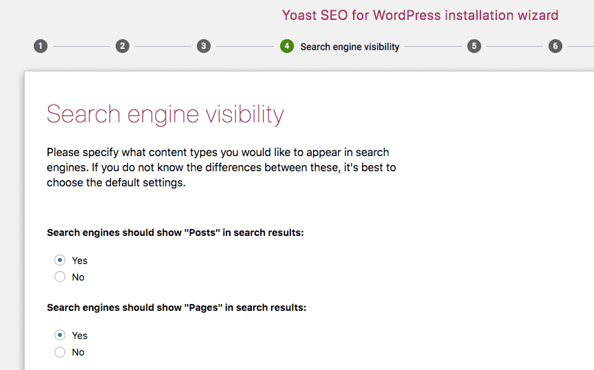 Yoast Search Engine Visibility
