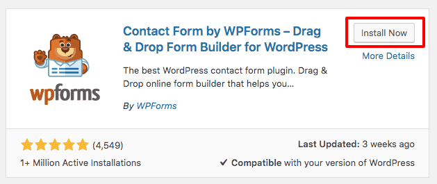 WPForms Install