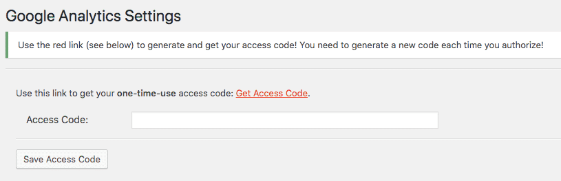 Google Analytics Access Code