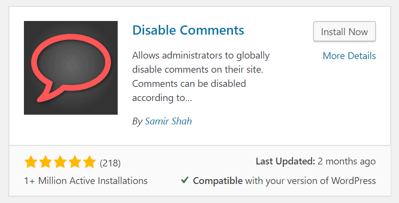 Disable Comments Plugin